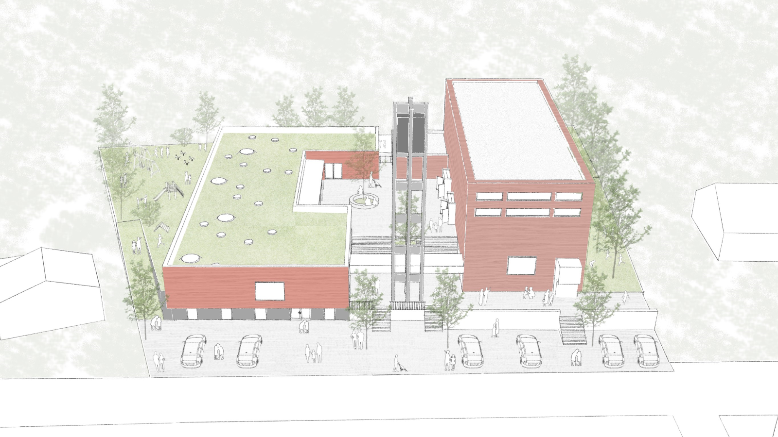 3. 23-12-07_Außenvisualisierung_Zukunft Kita mit Kirche (c) Architekturbüro Duda