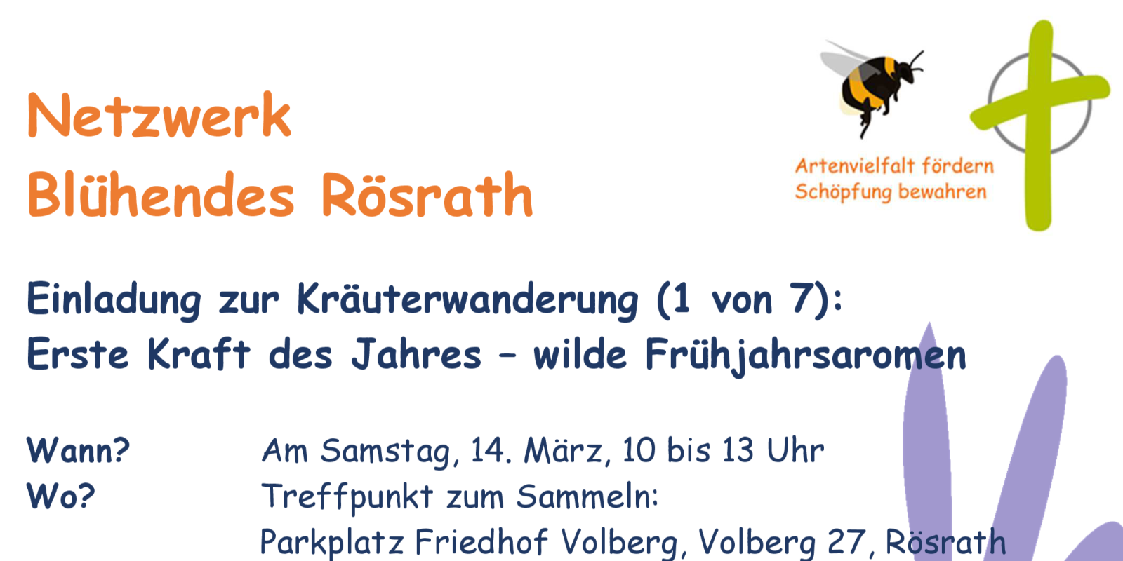 2026-02-08_Flyer_Kräuterwanderung_März_q (c) Kath. Kirchengemeinde St. Nikolaus Rösrath