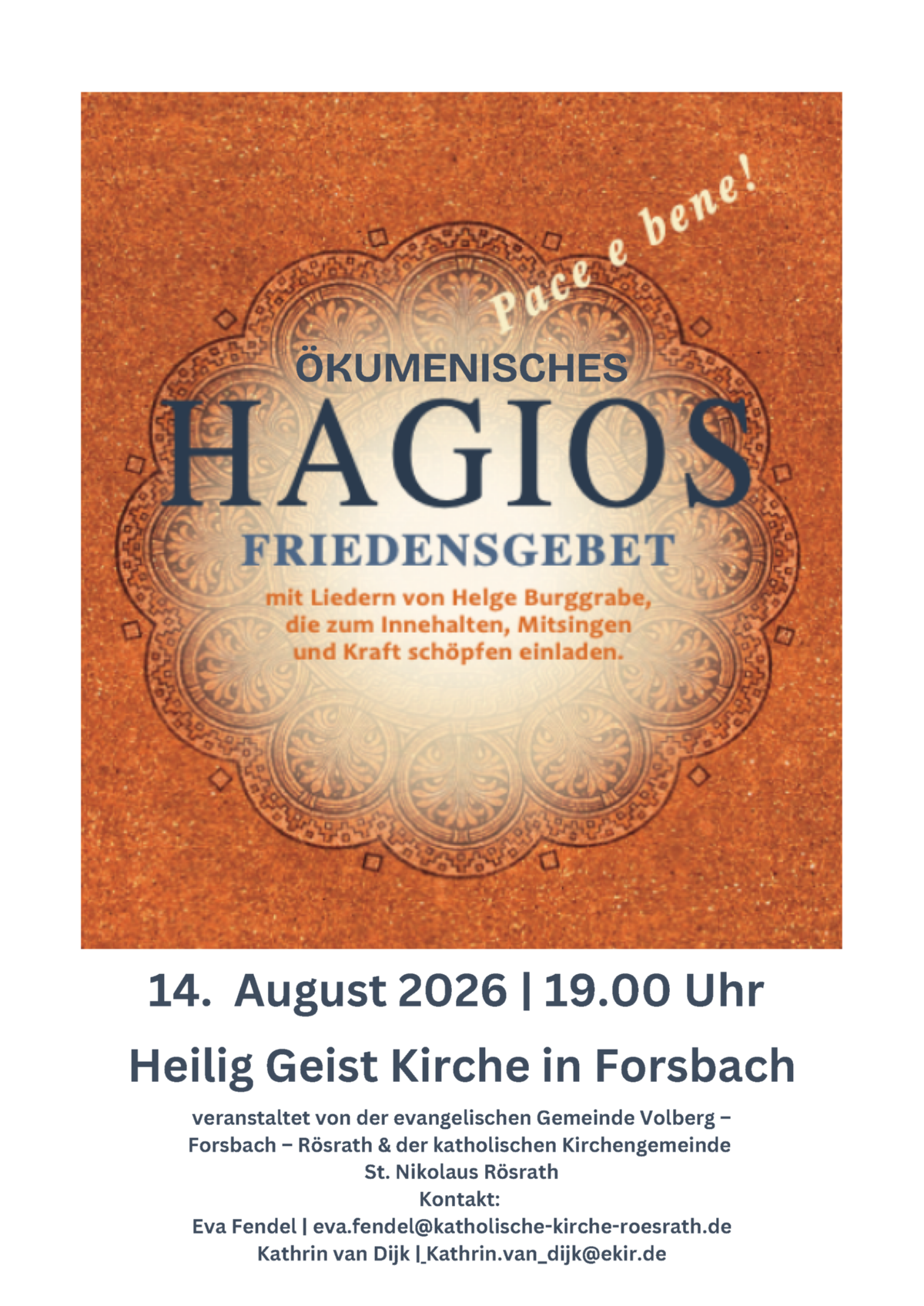 2026-08-14_Plakat Hagios Friedensgebet (c) Kath. Kirchengemeinde St. Nikolaus Rösrath