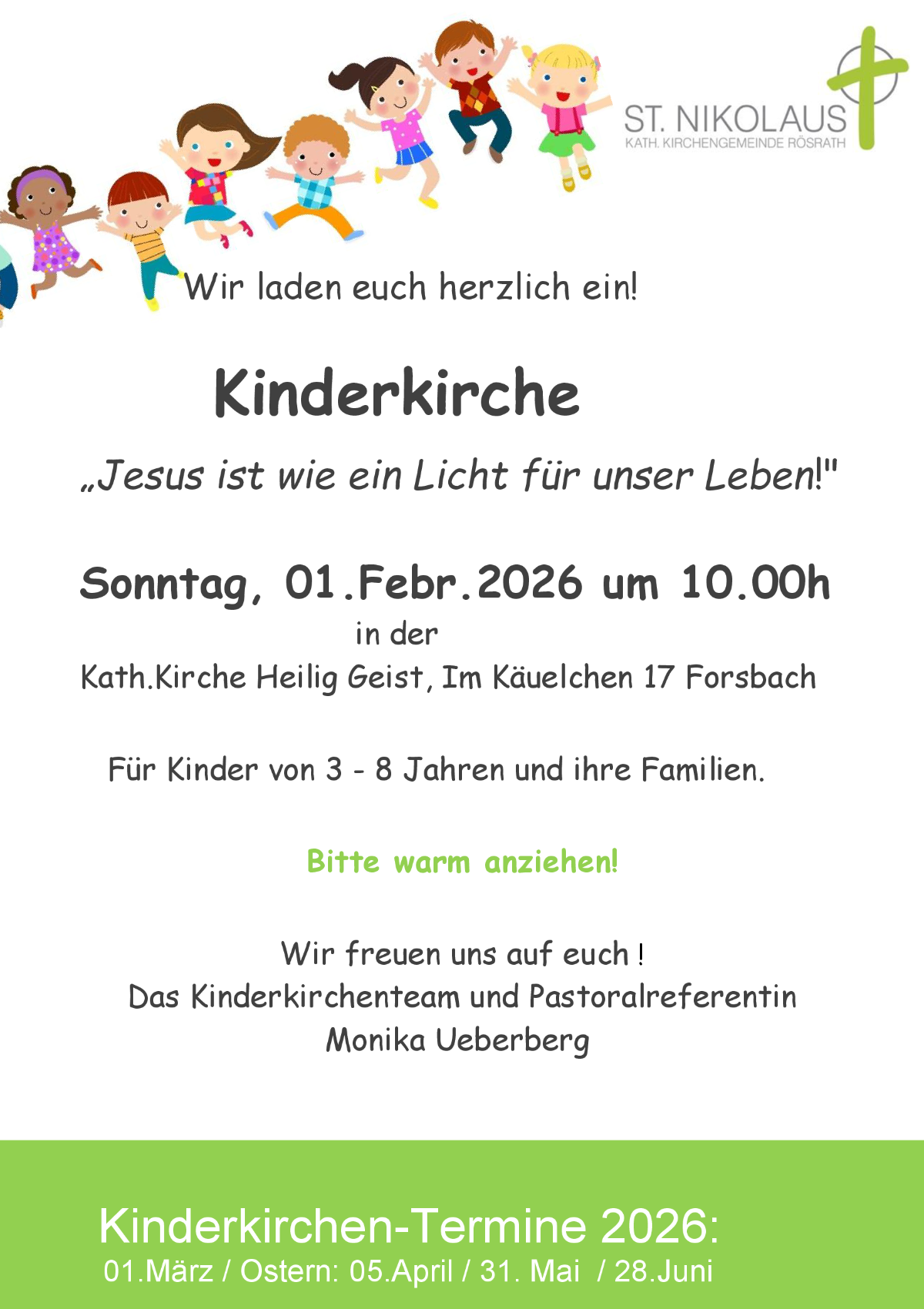 2026 Einladung_Kinderkirche 1.02.26 (c) Kath. Kirchengemeinde St. Nikolaus Rösrath