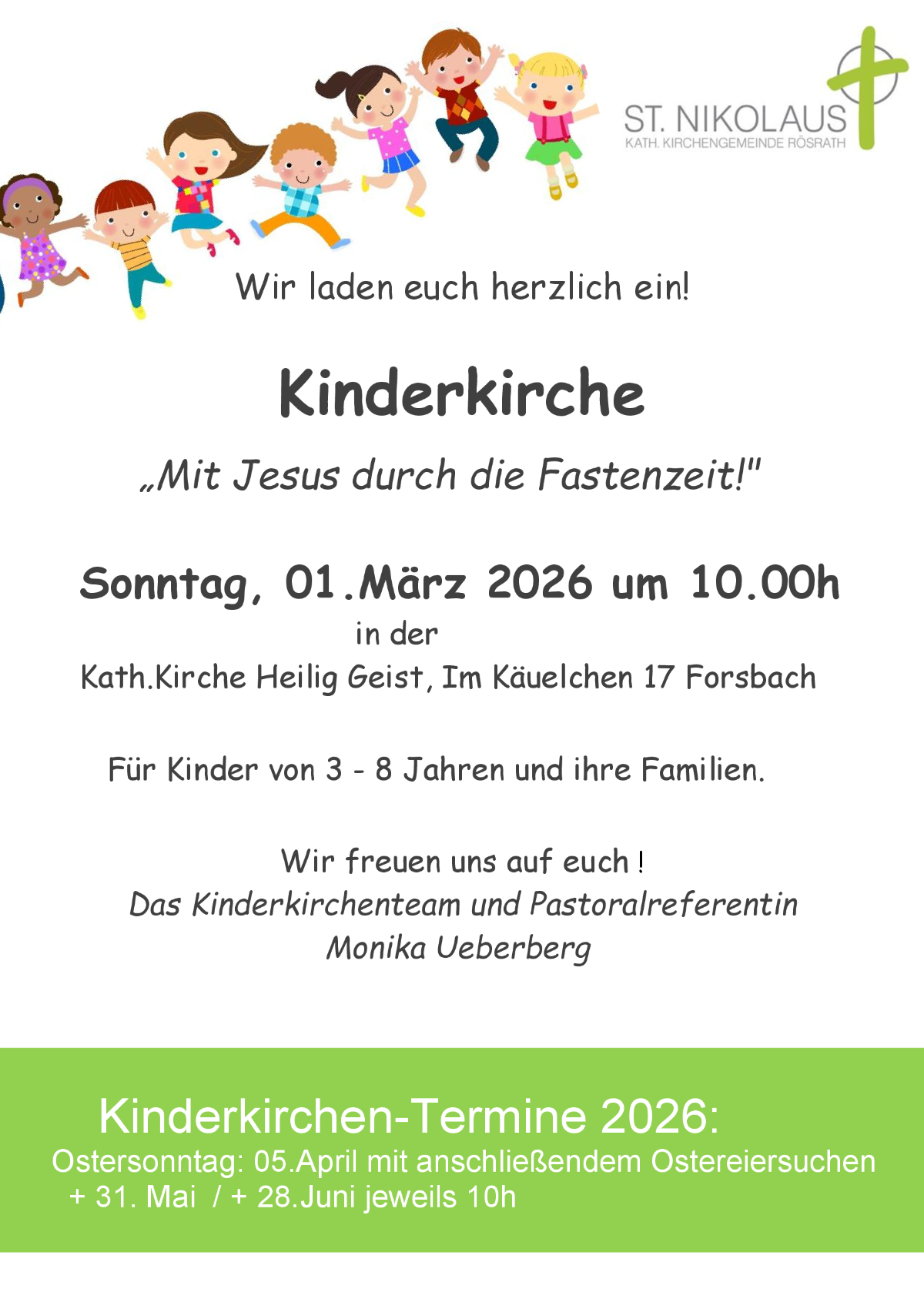 2026 Einladung_Kinderkirche Fastenzeit (c) Kath. Kirchengemeinde St. Nikolaus Rösrath