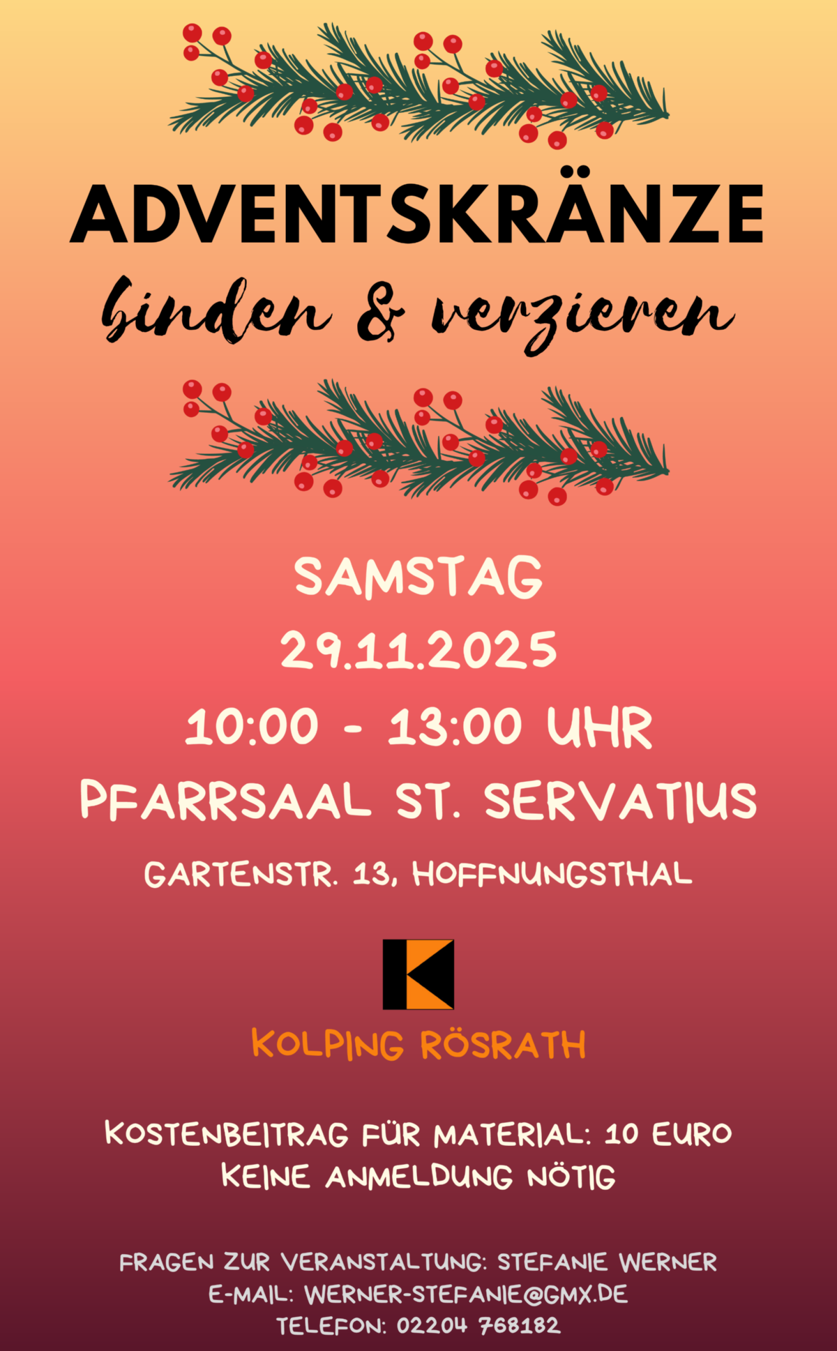Adventskranzbasteln 2025 (c) Kath. Kirchengemeinde St. Nikolaus Rösrath