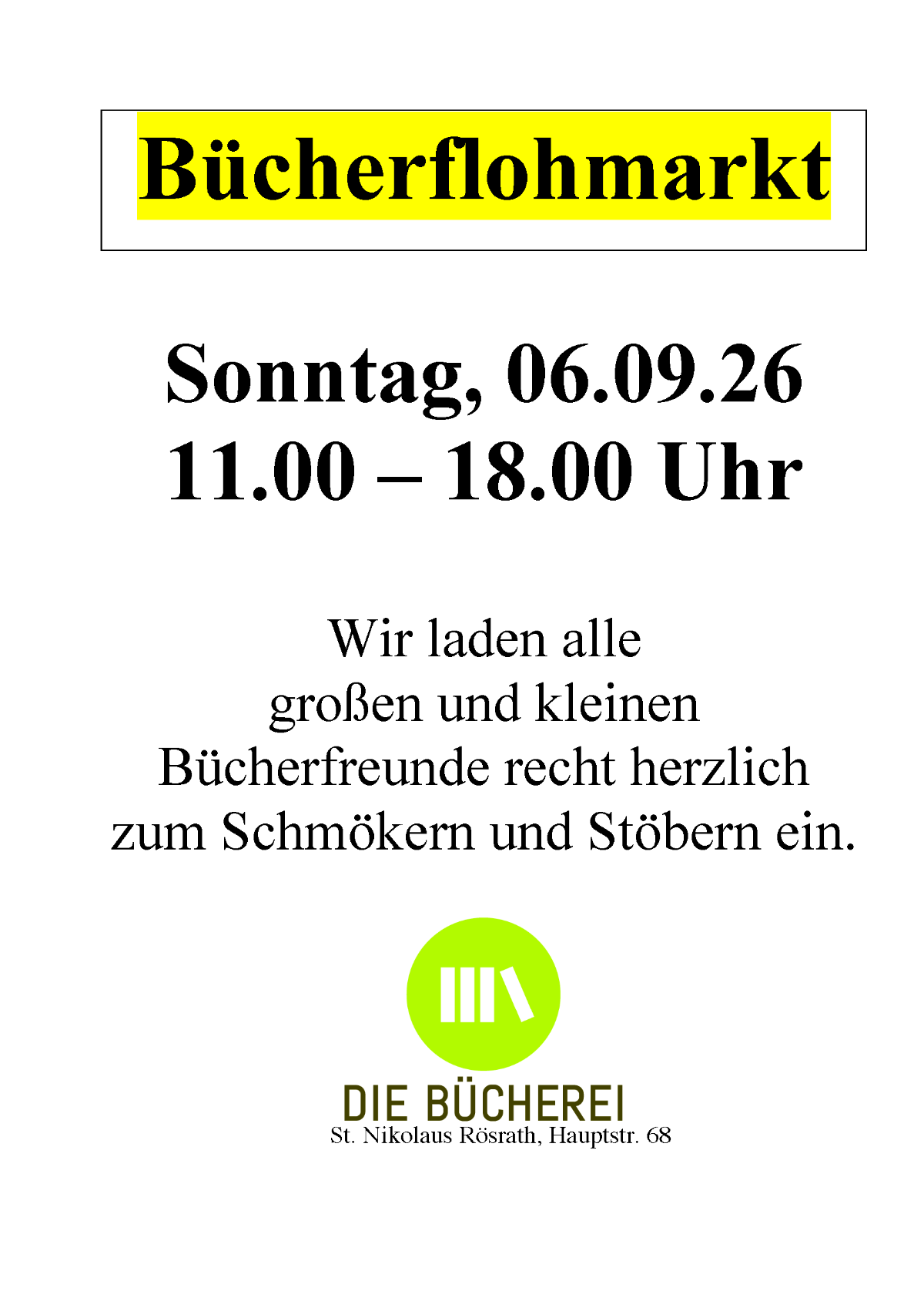 Bücherflohmarkt_06.09.26 (c) KÖB Rösrath