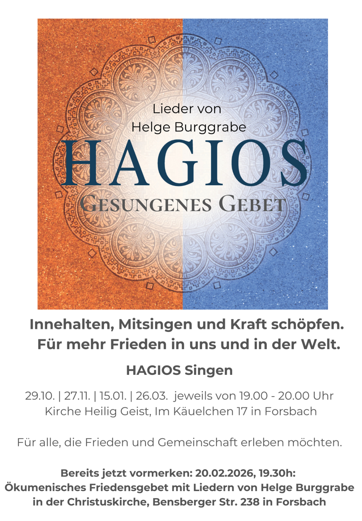 Flyer Hagios Singen (c) Kath. Kirchengemeinde St. Nikolaus Rösrath