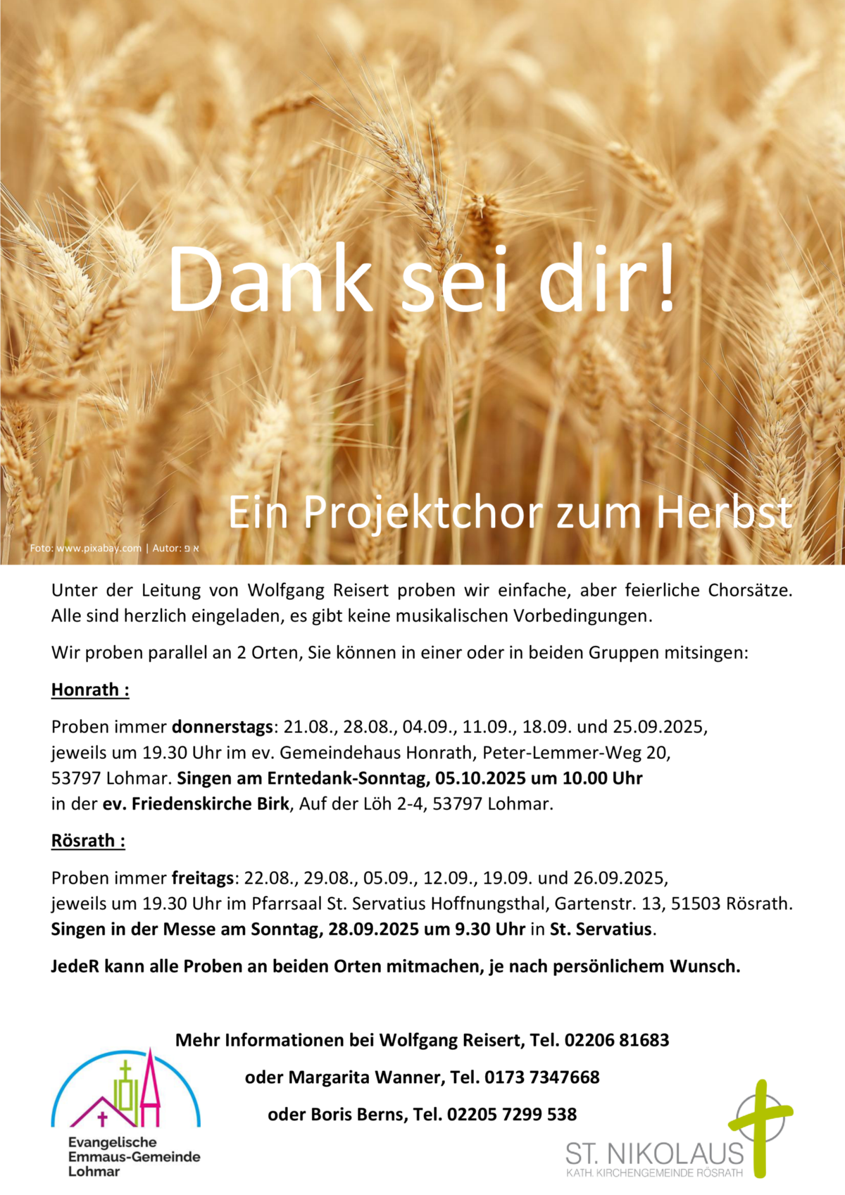 Handzettel Projektchor Spätsommer 25