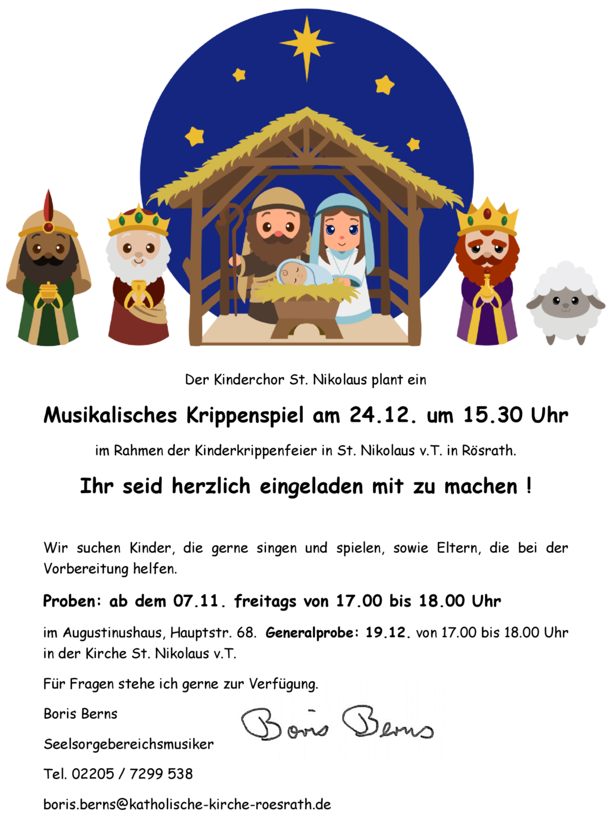 Krippenspiel 2025 Flyer (c) Kath. Kirchengemeinde St. Nikolaus Rösrath