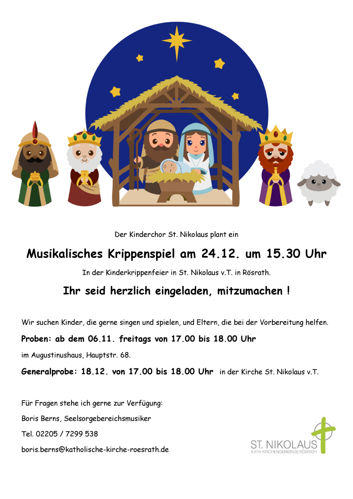 Krippenspiel 2026 Flyer (c) Kath. Kirchengemeinde St. Nikolaus Rösrath