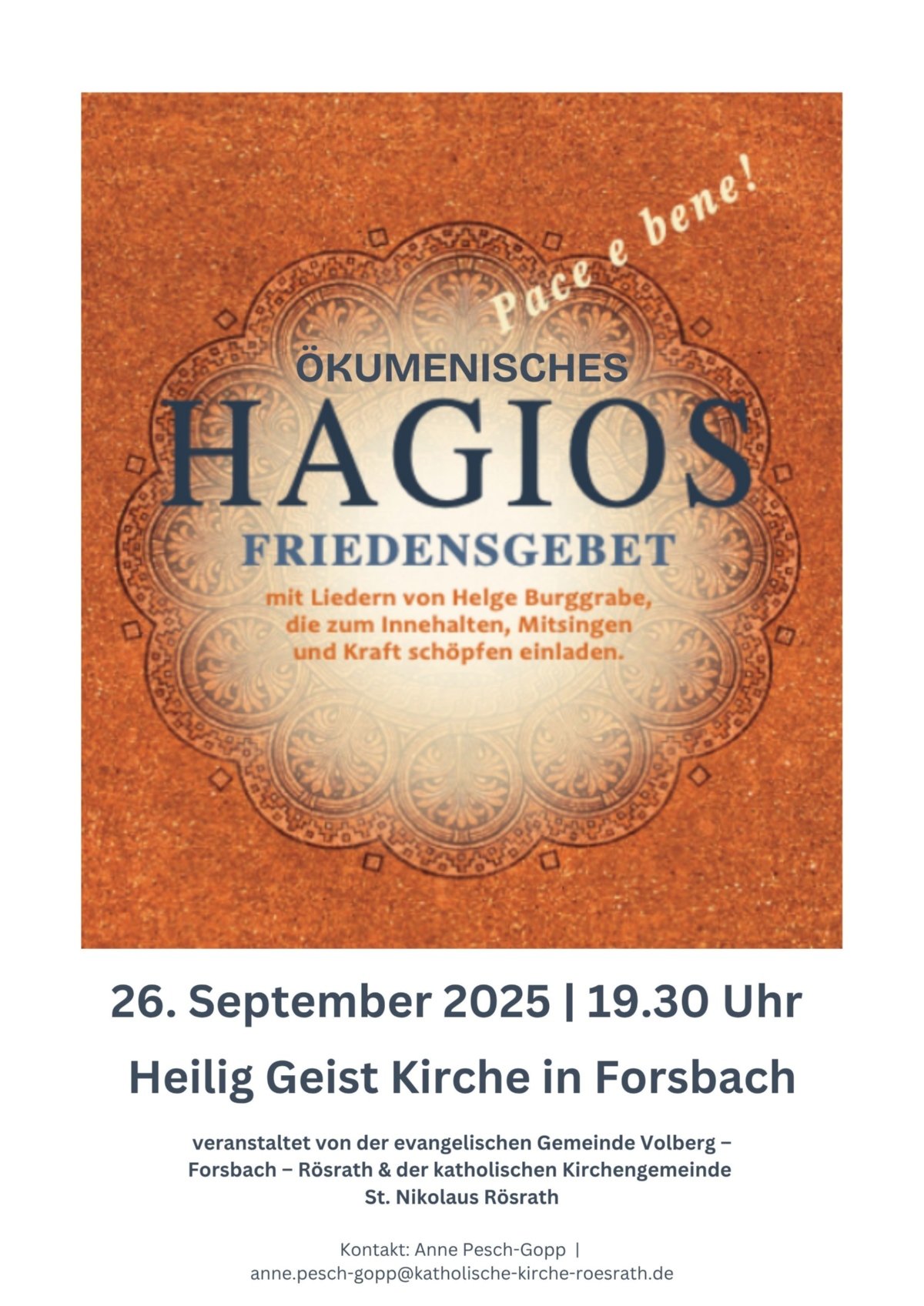 Plakat Hagios Friedensgebet (c) Anne Pesch-Gopp