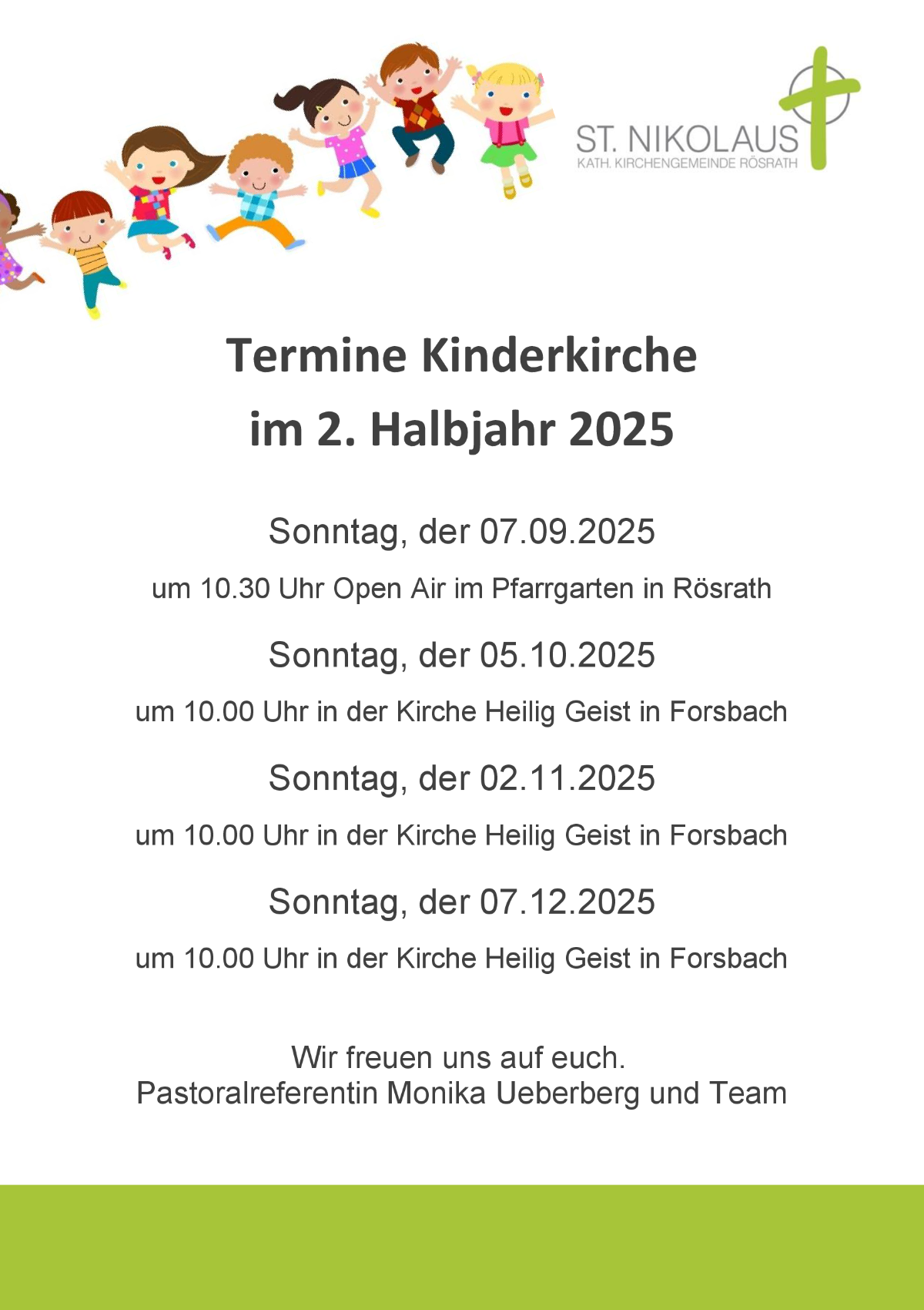 Termine Kinderkirche 2025 (c) Kath. Kirchengemeinde St. Nikolaus Rösrath